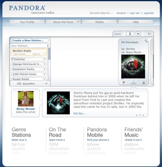 pandora screenshot