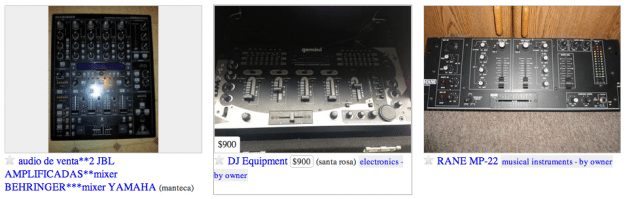 A sampling of the DJ gear available on the SF Bay Area Craigslist