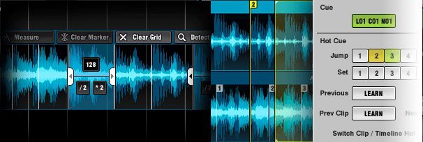 Grid editing (left) and cue point editing (right) 