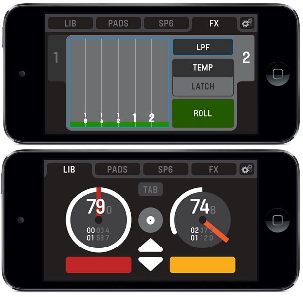 Loop Roll controls (top) and Library controls (bottom)