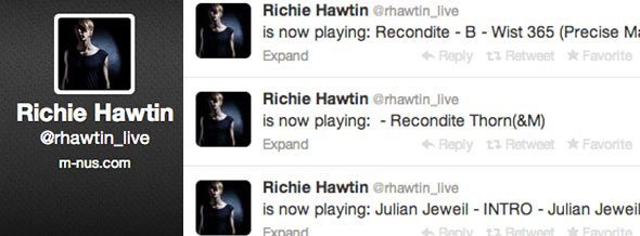 Richie's live Twitter account, connected to Radr.DJ