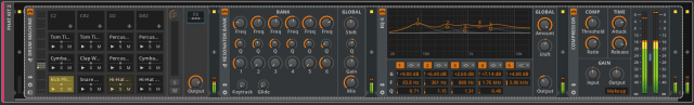 A Drum Machine with a nested Post FX chain.