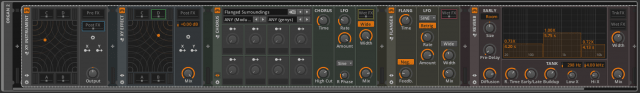 An XY Instrument followed by and XY Effect and Post FX chain.