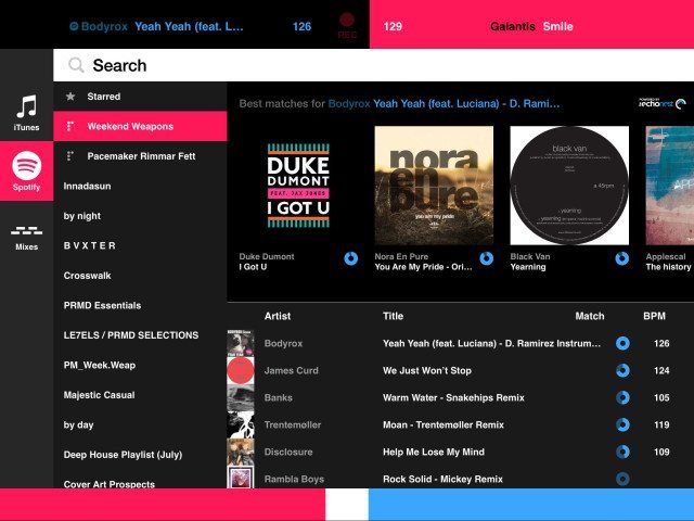 Match Machine by Pacemaker provides cloud based track discovery in mobile DJ app.