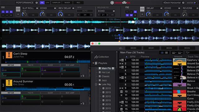 Rekordbox DJ can be split into two windows- one for performance, one for the library