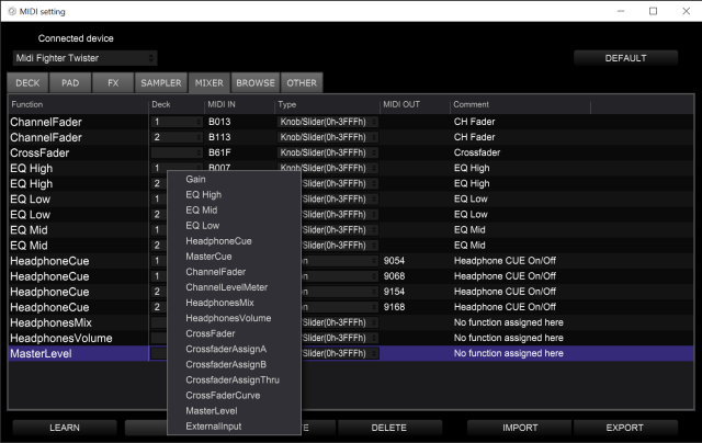 Rekordbox DJ MIDI Mapping