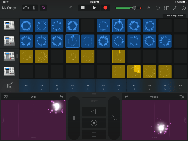 The Live Loops view with Remix FX panel open. 