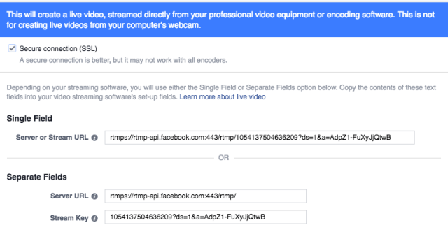 Facebook Stream Setup