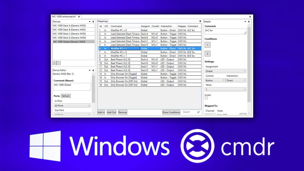CMDR Windows Traktor MIDI Mapping Software