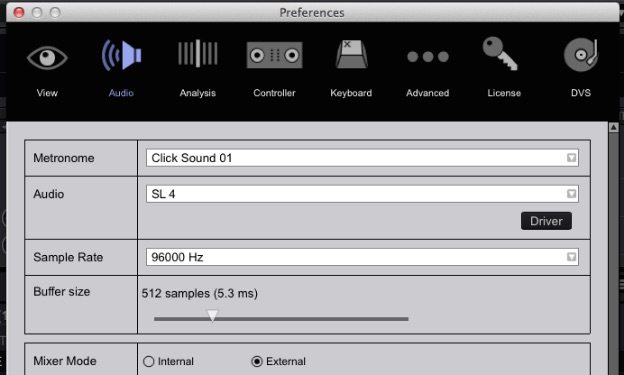 The Rane SL4 in Rekordbox's preferences 