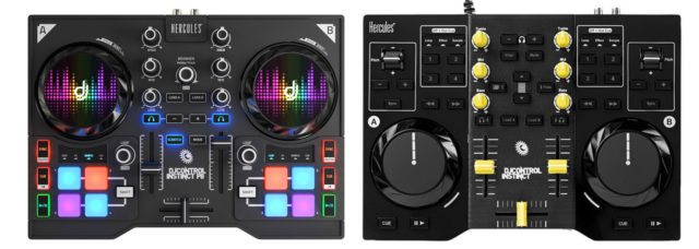 The new P8 version, at left, and the older DJControl Instinct, at right. 