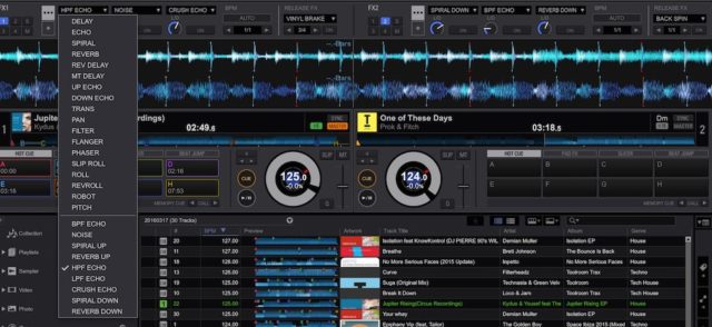 The RMX effects in Rekordbox DJ's dropdowns