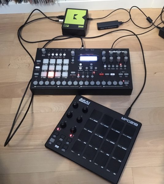 Bomebox connecting an MPD-218 controller to an Elektron Analog Rytm (photo credit: tsutek on the Elektronauts forums)