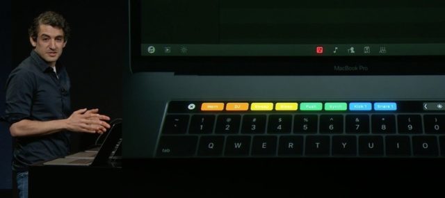 Samples arranged on the TouchBar (image captured via the Apple livestream)