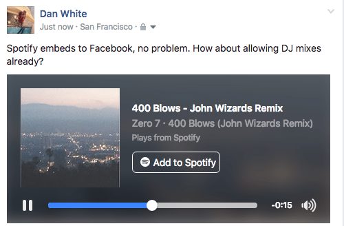 Spotify embedded in Facebook