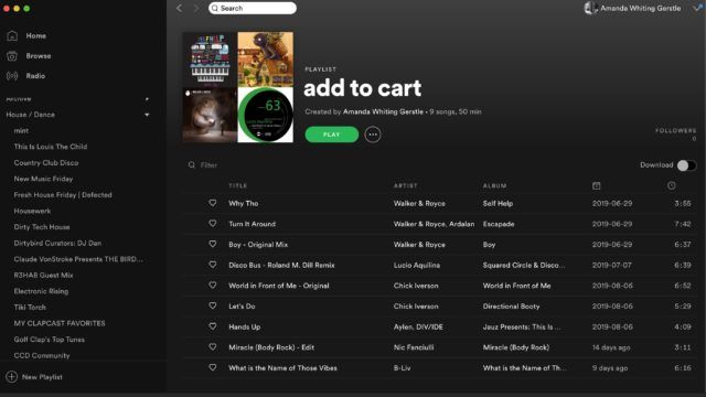 music shopping playlist