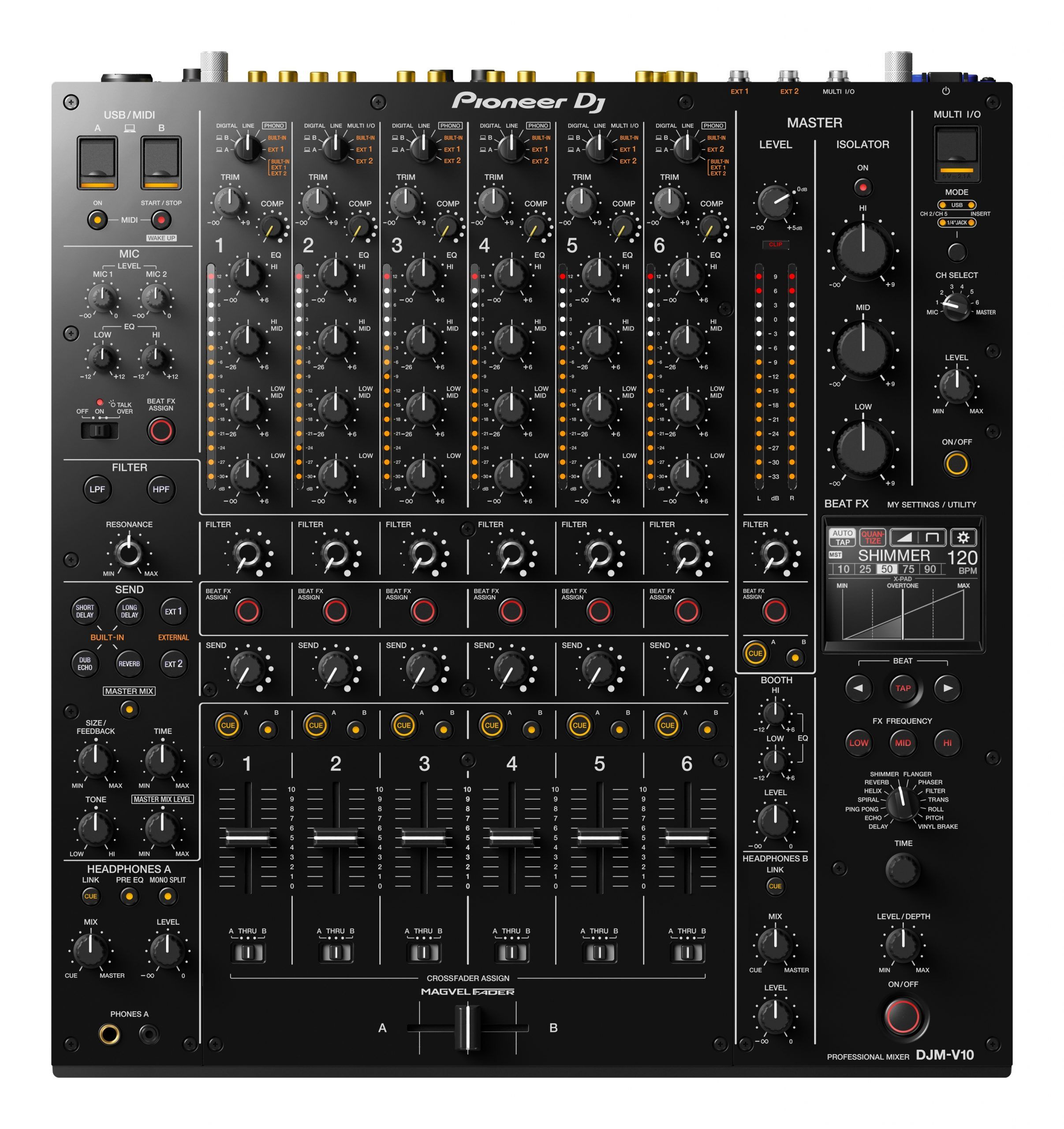 DJM-V10: Pioneer DJ's new 6-channel mixer looks like it was designed by ...