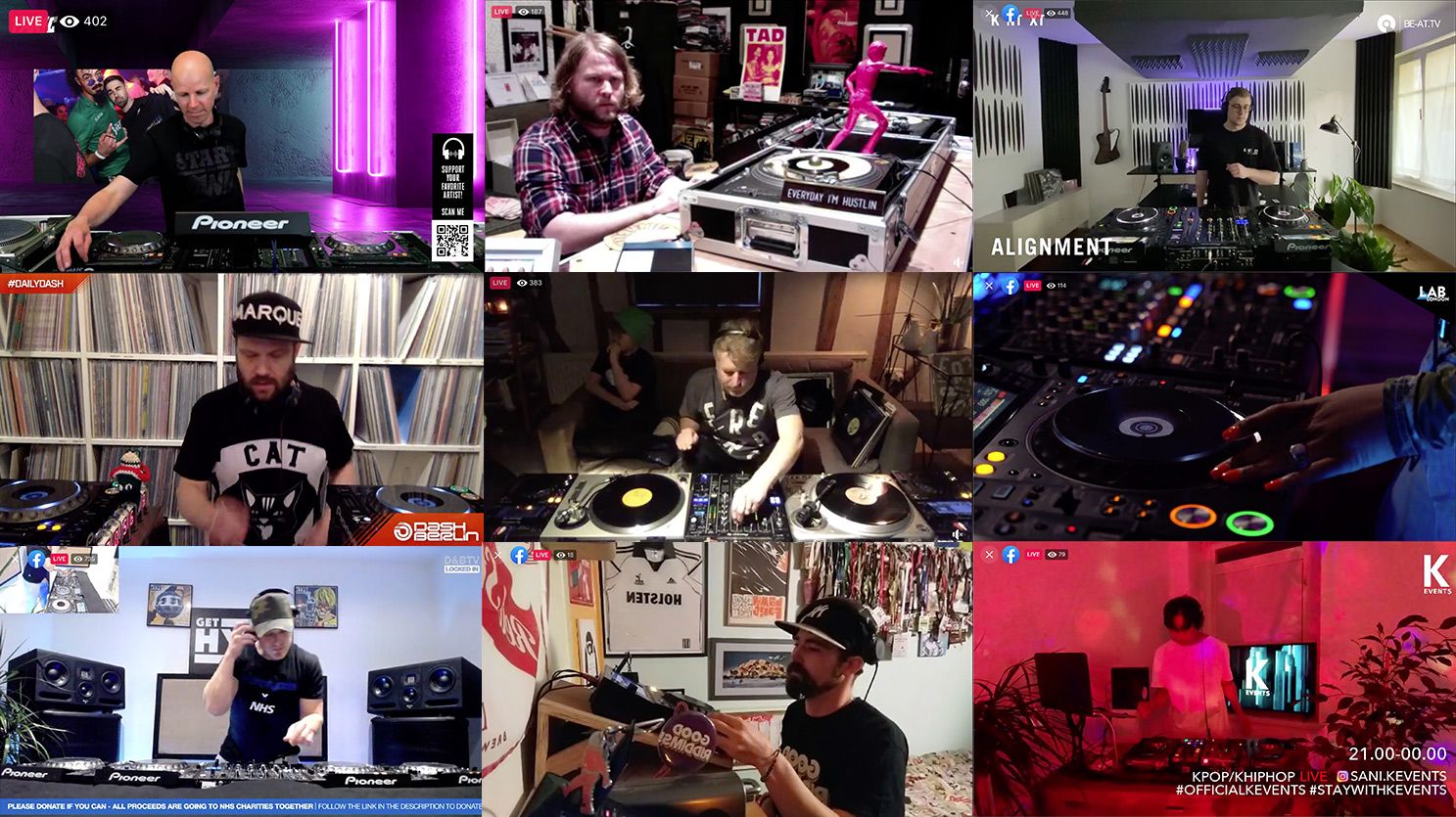 Nine different DJs streaming on Facebook on the afternoon of Friday, April ...