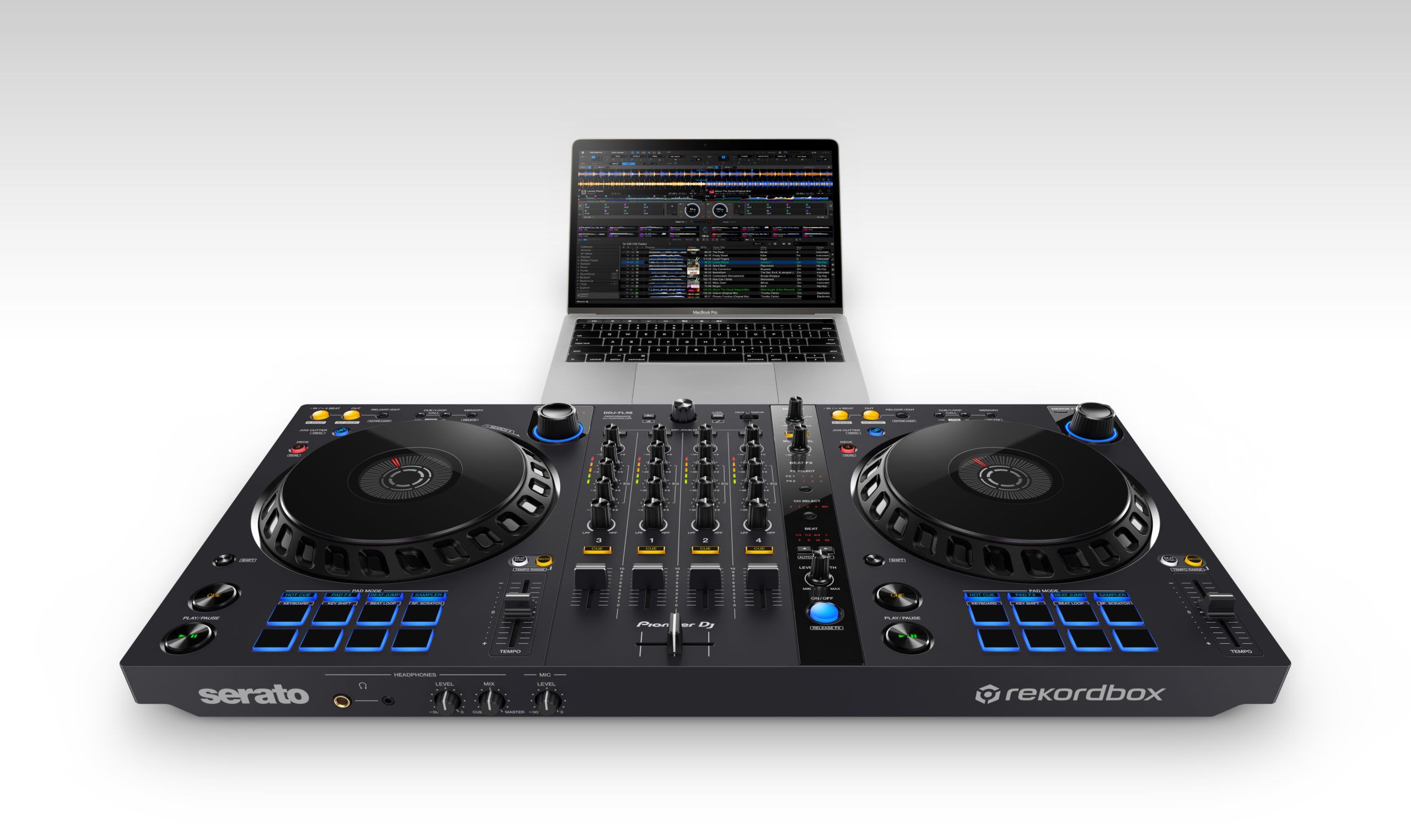 File:Pioneer DDJ-RX DJ-Controller (front) with computer running mixing  software Rekordbox.jpg - Wikipedia