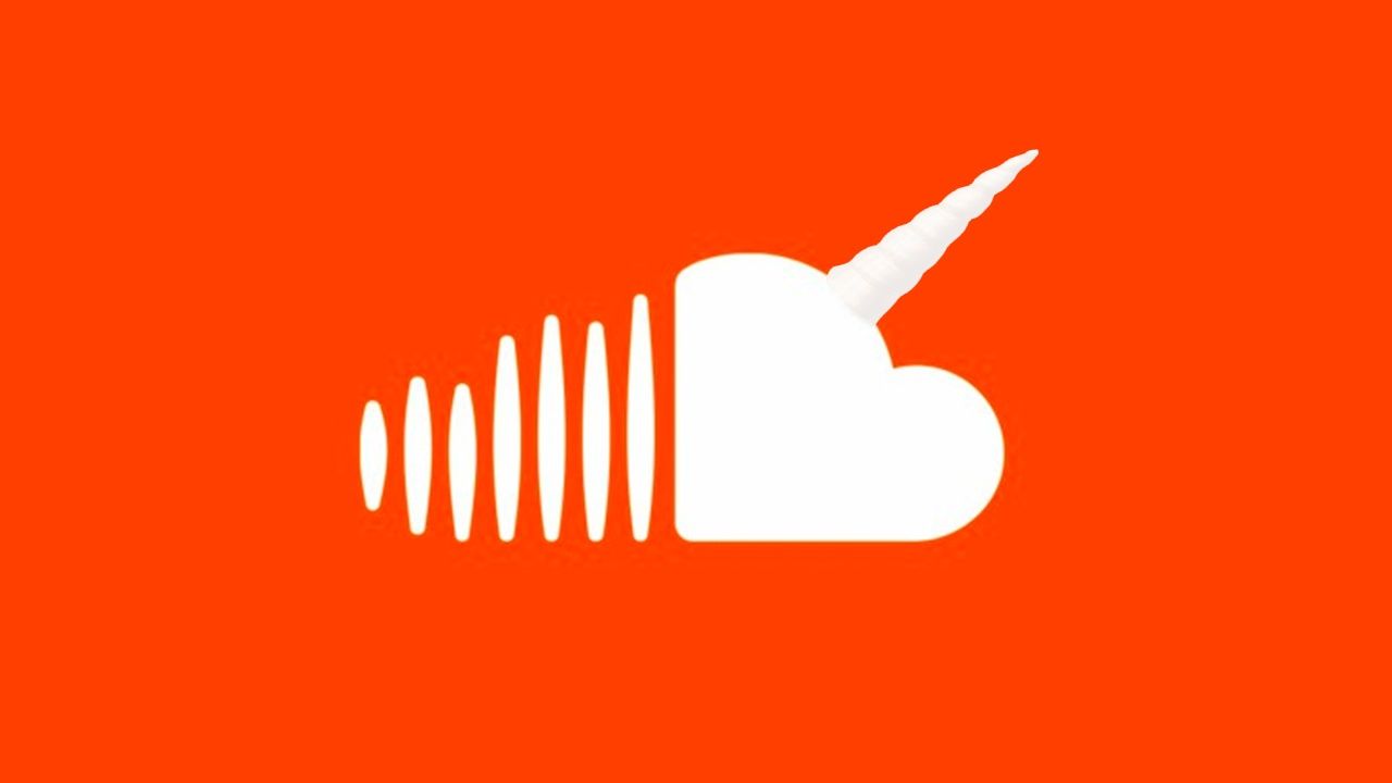 The Soundcloud logo with a unicorn horn on it